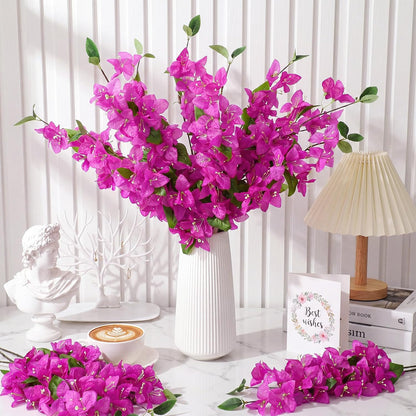 30 Pcs Artificial Faux Bougainvillea Fake Flower Silk Bougainvillea Branches UV Resistant Outdoor Indoor Decoration for Wedding Home Centerpieces Outside Decor (Rose Red)