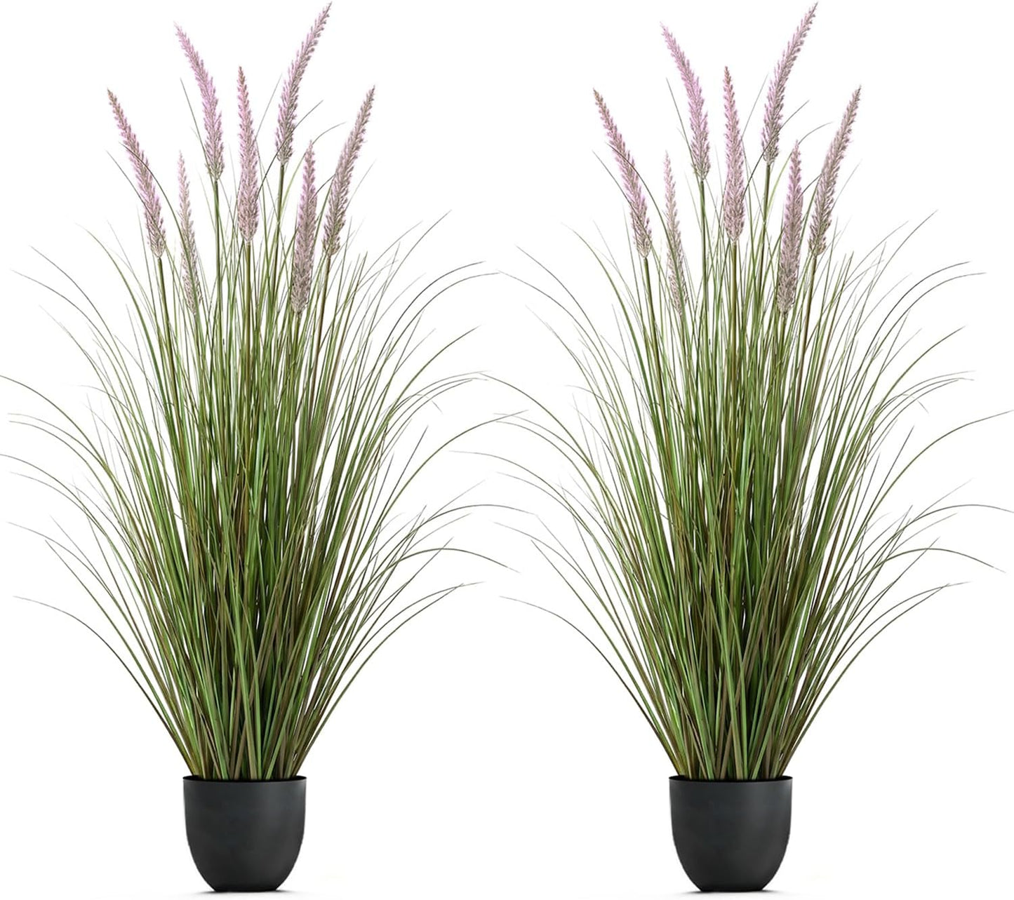 Artificial Cattail Grass 4FT-2 Set, 48" Fake Outdoor Indoor Plants | Lifelike Faux Tall Reed Onion Grass in Weighted Pot, Zero-Care, Decor for Home/Office/Patio/Wedding/Hotel, Housewarming Gift