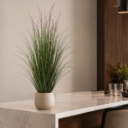 Artificial Cattail Grass 4FT-2 Set, 48" Fake Outdoor Indoor Plants | Lifelike Faux Tall Reed Onion Grass in Weighted Pot, Zero-Care, Decor for Home/Office/Patio/Wedding/Hotel, Housewarming Gift