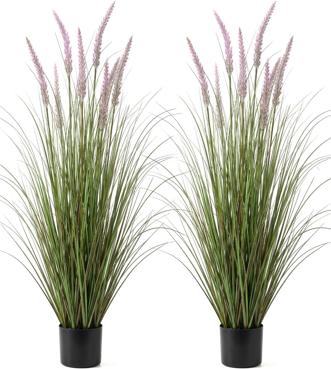 Artificial Cattail Grass 4FT-2 Set, 48" Fake Outdoor Indoor Plants | Lifelike Faux Tall Reed Onion Grass in Weighted Pot, Zero-Care, Decor for Home/Office/Patio/Wedding/Hotel, Housewarming Gift