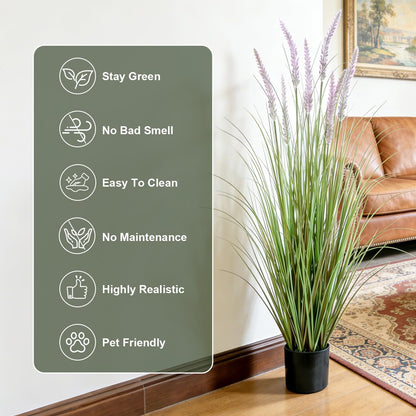 Artificial Cattail Grass 4FT-2 Set, 48" Fake Outdoor Indoor Plants | Lifelike Faux Tall Reed Onion Grass in Weighted Pot, Zero-Care, Decor for Home/Office/Patio/Wedding/Hotel, Housewarming Gift