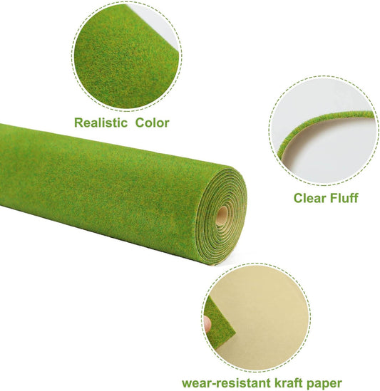 Artificial Model Grass Mat Trains Grass Green 40x200cm or 15.7‘’ x 78'' for Decoration Craft Scenery Model DIY CP2138 (Grass Green)