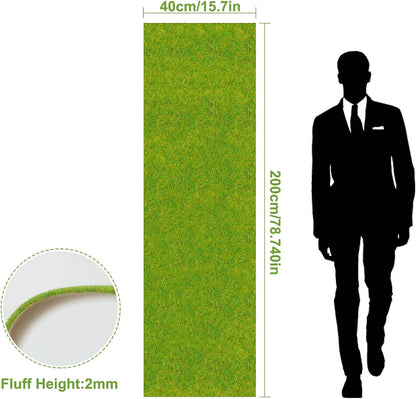 Artificial Model Grass Mat Trains Grass Green 40x200cm or 15.7‘’ x 78'' for Decoration Craft Scenery Model DIY CP2138 (Grass Green)