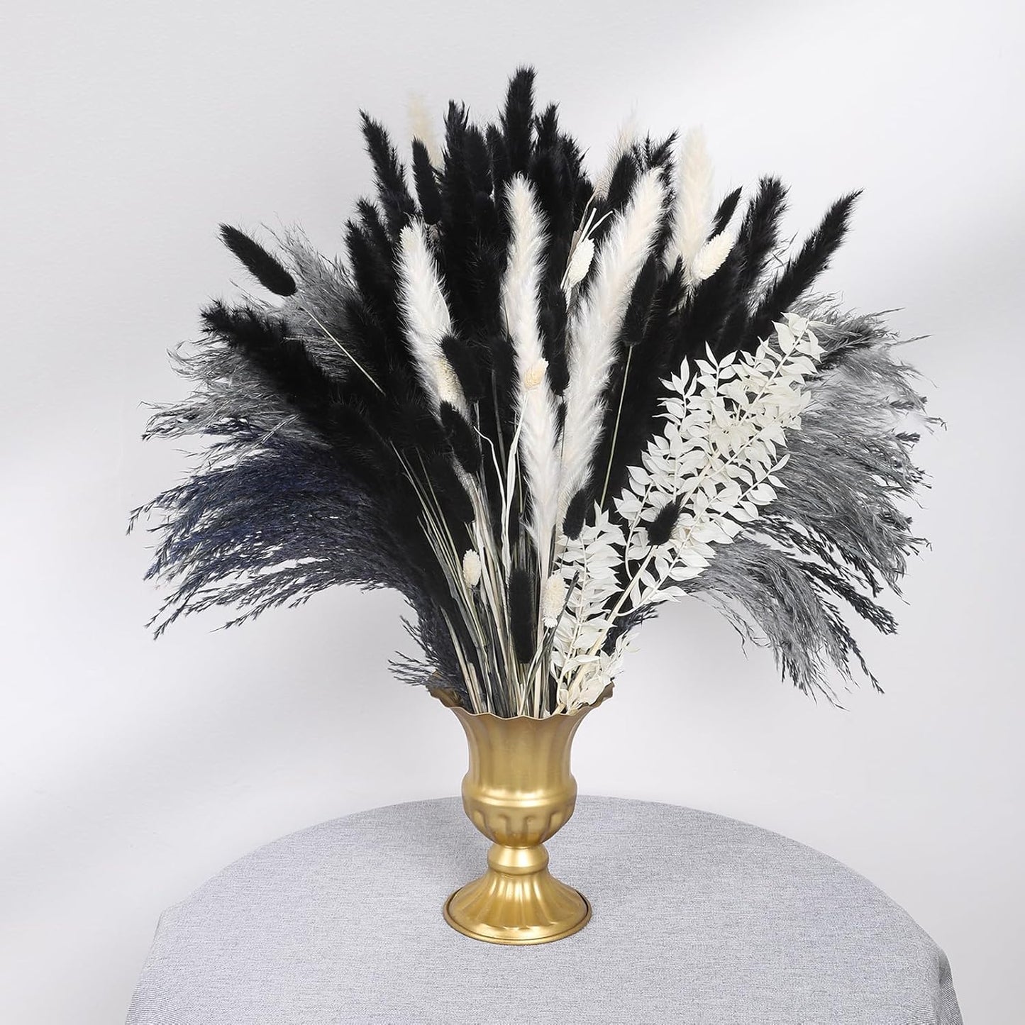 N&T NETING Dried Pampas Grass Decor- White Pampas Grass, Brown Pampas, Bunny Tail, Reed, Fluffy Dried Pompas Grass Flower for Home Wedding Table Vase Boho Modern Decor, 75Pcs