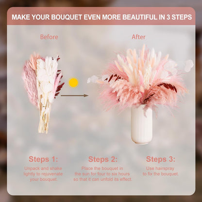 N&T NETING Dried Pampas Grass Decor- White Pampas Grass, Brown Pampas, Bunny Tail, Reed, Fluffy Dried Pompas Grass Flower for Home Wedding Table Vase Boho Modern Decor, 75Pcs