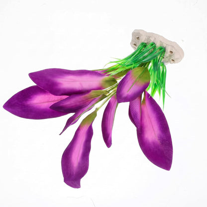 2Pcs Silk Aquarium Plants for Betta Fish Tank, 10 Inch Tall Artificial Aquatic Water Grass Decoration, Purple