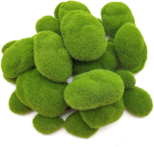 30PCS 3 Size Artificial Moss Rocks Decorative, Green Moss Balls,Moss Stones, Green Moss Covered Stones, Fake Moss Decor for Floral Arrangements, Fairy Gardens and Crafting