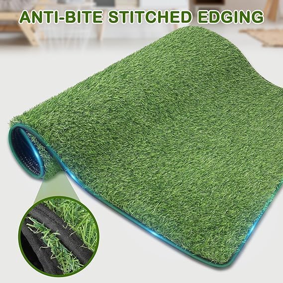 Artificial Grass for Dogs Potty, Reusable Pet Training Mat for Home and Travel, Washable Hemmed Edge Grass Pee Pad with Drainage Holes, Easy to Clean (31x51inch)