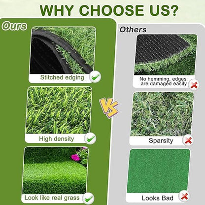 Artificial Grass for Dogs Potty, Reusable Pet Training Mat for Home and Travel, Washable Hemmed Edge Grass Pee Pad with Drainage Holes, Easy to Clean (31x51inch)