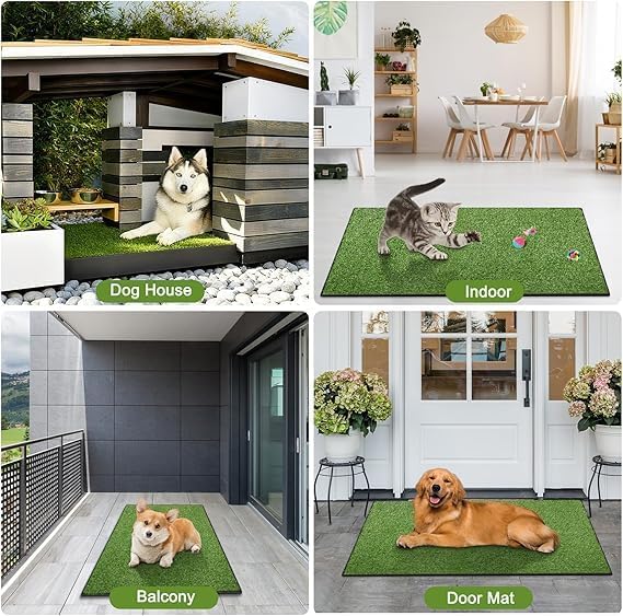 Artificial Grass for Dogs Potty, Reusable Pet Training Mat for Home and Travel, Washable Hemmed Edge Grass Pee Pad with Drainage Holes, Easy to Clean (31x51inch)