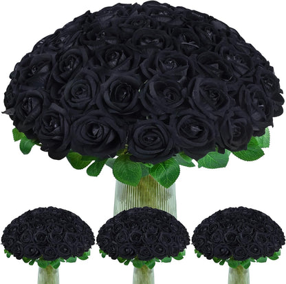 50 Pcs Red Roses Artificial Flowers, Real Touch Velvet Roses Bouquet Fake Flowers Bulk, Artificial Roses with Long Stems for Birthday Gift Women Mom DIY Bridal Wedding Centerpiece Decorations