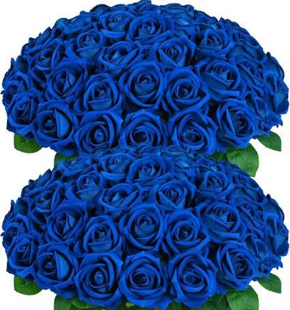 50 Pcs Red Roses Artificial Flowers, Real Touch Velvet Roses Bouquet Fake Flowers Bulk, Artificial Roses with Long Stems for Birthday Gift Women Mom DIY Bridal Wedding Centerpiece Decorations