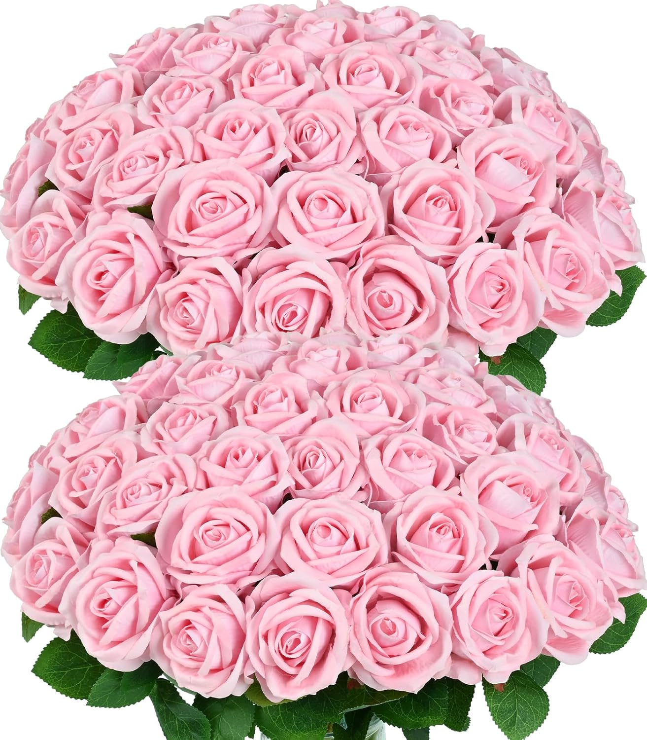 50 Pcs Red Roses Artificial Flowers, Real Touch Velvet Roses Bouquet Fake Flowers Bulk, Artificial Roses with Long Stems for Birthday Gift Women Mom DIY Bridal Wedding Centerpiece Decorations