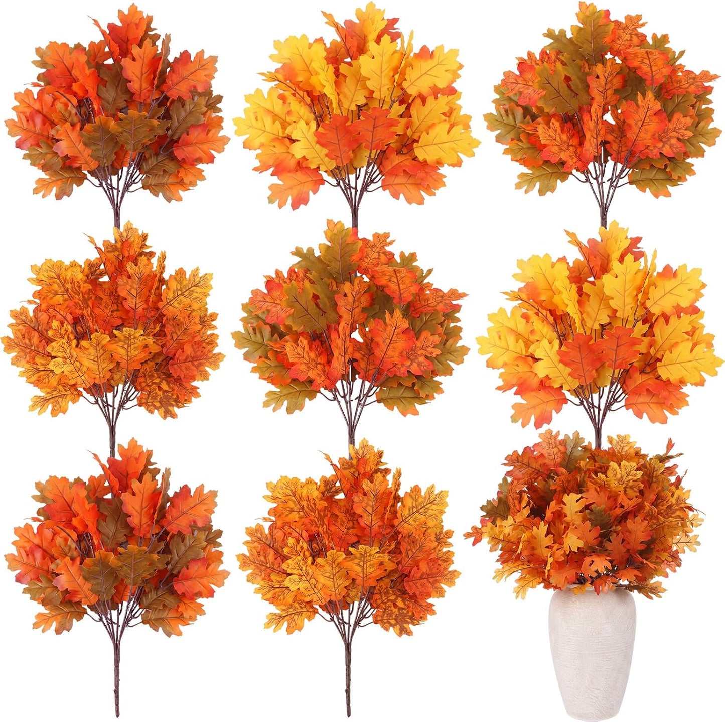 8 pcs Fall Leaves Artificial Maple Leaves Branches Thanksgiving Decoration for Table Bulk Autumn Leaf Picks Thanksgiving Centerpieces for Home Vase Fireplace Halloween Décor(Novelty Style)