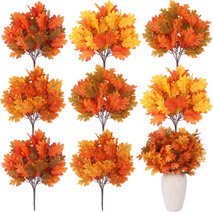 8 pcs Fall Leaves Artificial Maple Leaves Branches Thanksgiving Decoration for Table Bulk Autumn Leaf Picks Thanksgiving Centerpieces for Home Vase Fireplace Halloween Décor(Novelty Style)