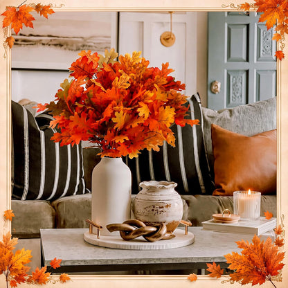 8 pcs Fall Leaves Artificial Maple Leaves Branches Thanksgiving Decoration for Table Bulk Autumn Leaf Picks Thanksgiving Centerpieces for Home Vase Fireplace Halloween Décor(Novelty Style)