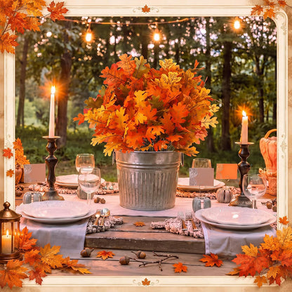 8 pcs Fall Leaves Artificial Maple Leaves Branches Thanksgiving Decoration for Table Bulk Autumn Leaf Picks Thanksgiving Centerpieces for Home Vase Fireplace Halloween Décor(Novelty Style)
