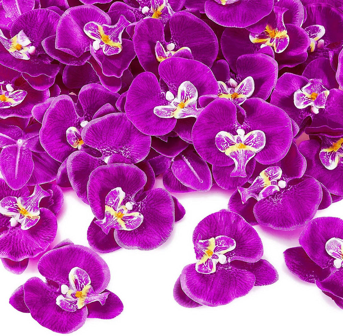 Dark Purple Artificial 40 Pcs Artificial Orchid Head Faux Orchid Petal