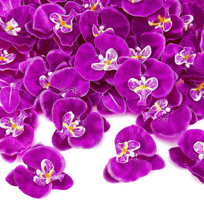 Dark Purple Artificial 40 Pcs Artificial Orchid Head Faux Orchid Petal