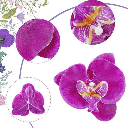 Dark Purple Artificial 40 Pcs Artificial Orchid Head Faux Orchid Petal