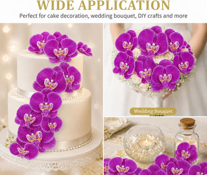 Dark Purple Artificial 40 Pcs Artificial Orchid Head Faux Orchid Petal