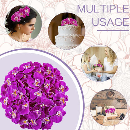 Dark Purple Artificial 40 Pcs Artificial Orchid Head Faux Orchid Petal