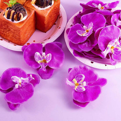 Dark Purple Artificial 40 Pcs Artificial Orchid Head Faux Orchid Petal