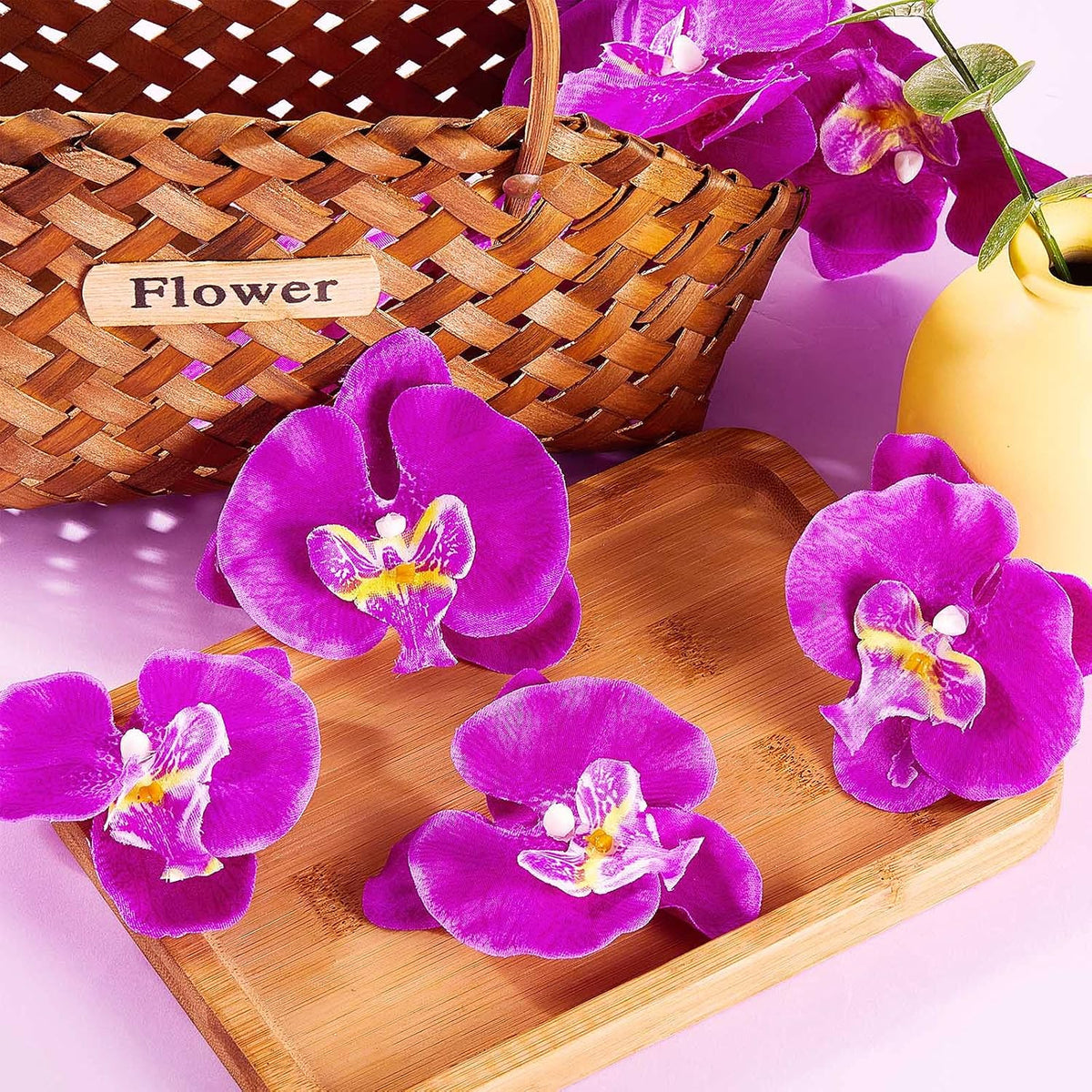 Dark Purple Artificial 40 Pcs Artificial Orchid Head Faux Orchid Petal