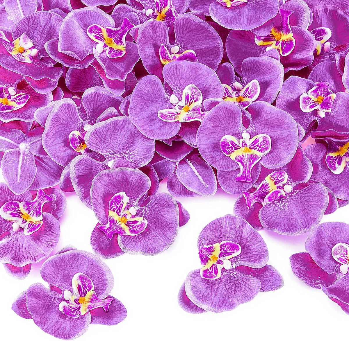 Dark Purple Artificial 40 Pcs Artificial Orchid Head Faux Orchid Petal