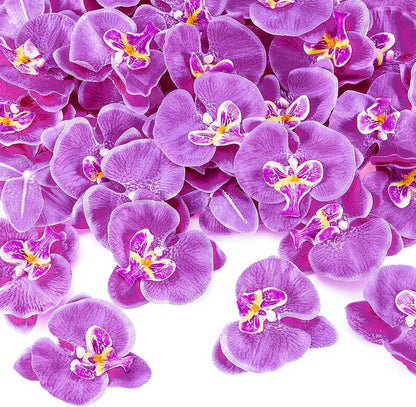 Dark Purple Artificial 40 Pcs Artificial Orchid Head Faux Orchid Petal