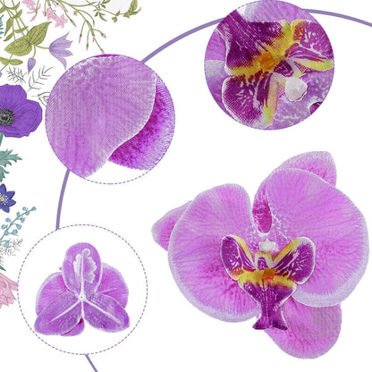 Dark Purple Artificial 40 Pcs Artificial Orchid Head Faux Orchid Petal