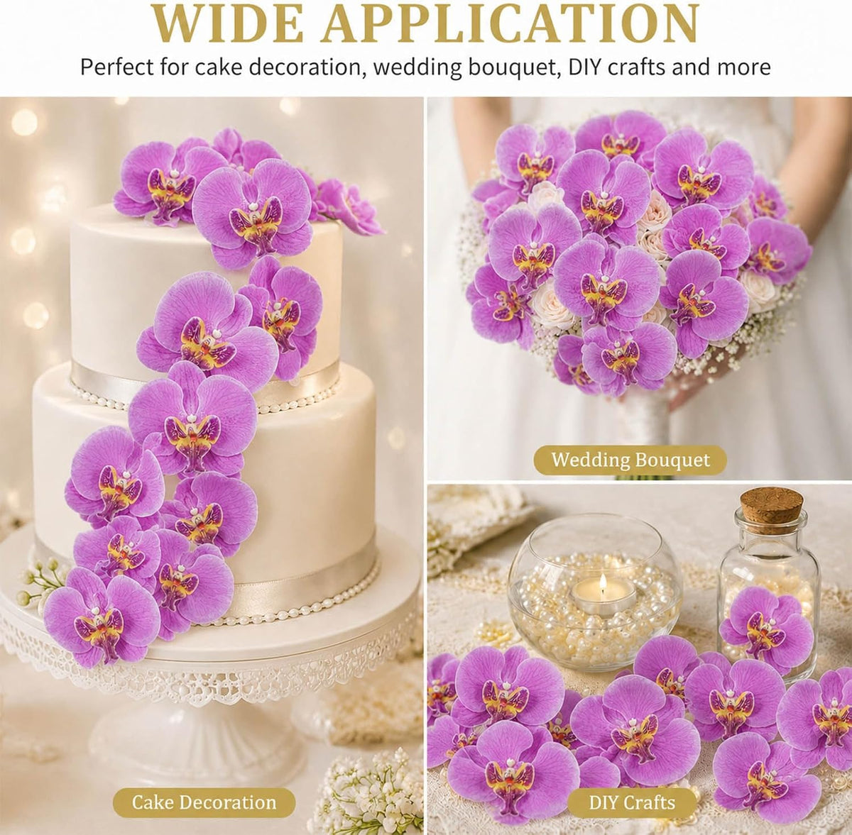 Dark Purple Artificial 40 Pcs Artificial Orchid Head Faux Orchid Petal