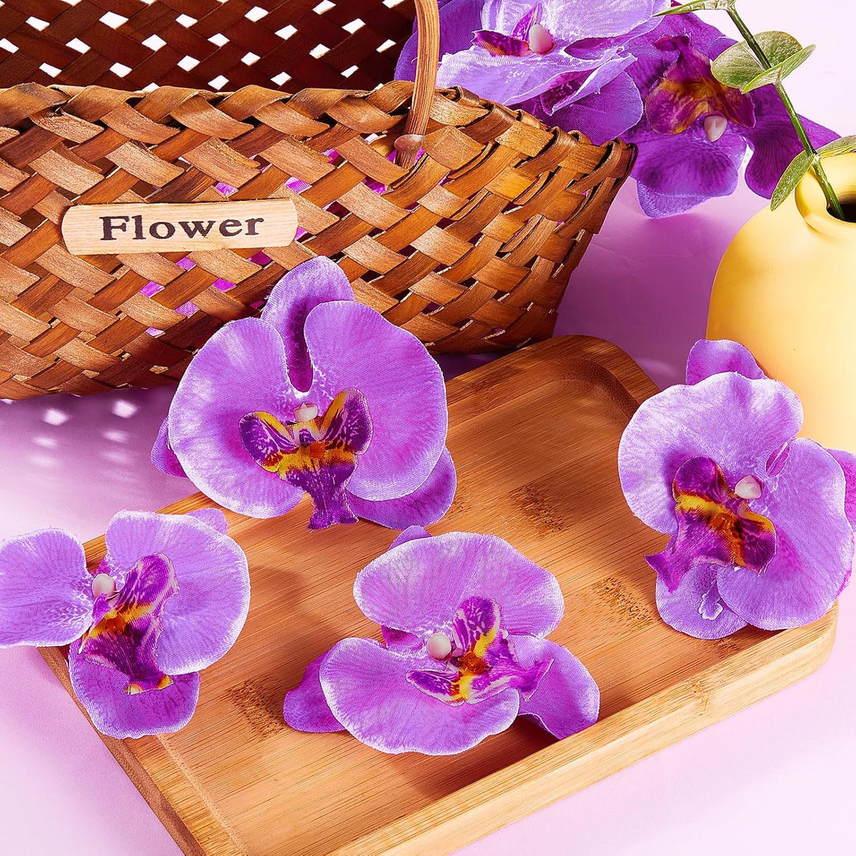 Dark Purple Artificial 40 Pcs Artificial Orchid Head Faux Orchid Petal