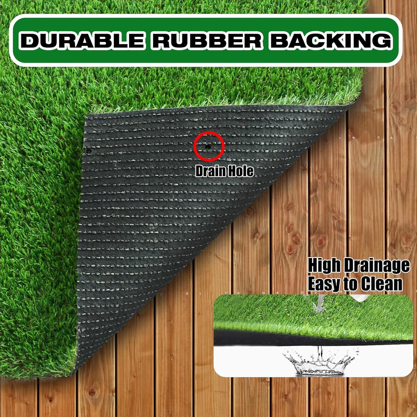 2FTX6FT Artificial Grass Runner Rug - Thick Outdoor Realistic Pets Friendly Fake Grass Pads for Dogs Potty Patio Balcony, 1" Pile Height