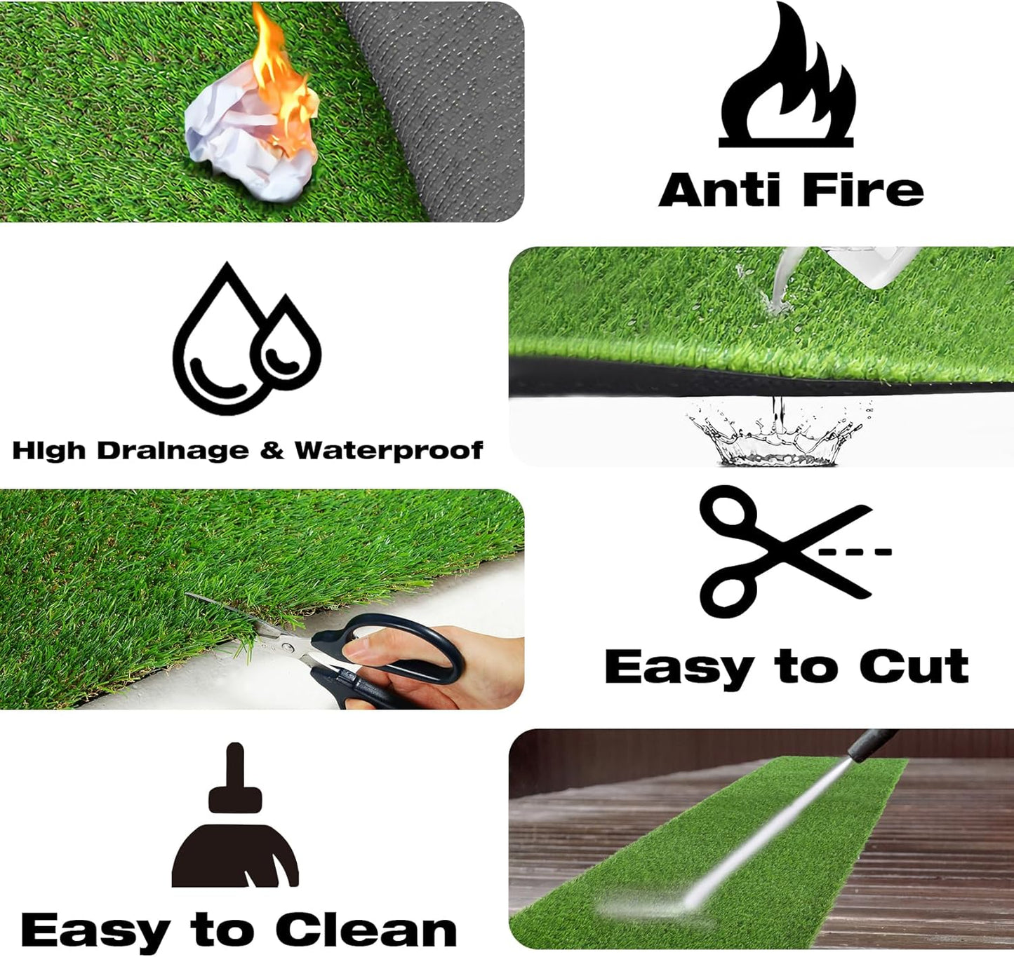 2FTX6FT Artificial Grass Runner Rug - Thick Outdoor Realistic Pets Friendly Fake Grass Pads for Dogs Potty Patio Balcony, 1" Pile Height