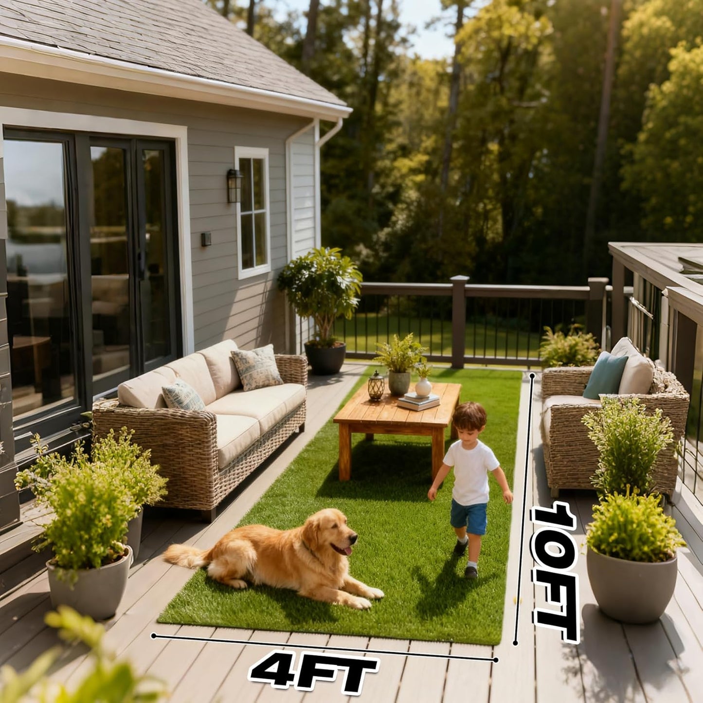 2FTX6FT Artificial Grass Runner Rug - Thick Outdoor Realistic Pets Friendly Fake Grass Pads for Dogs Potty Patio Balcony, 1" Pile Height