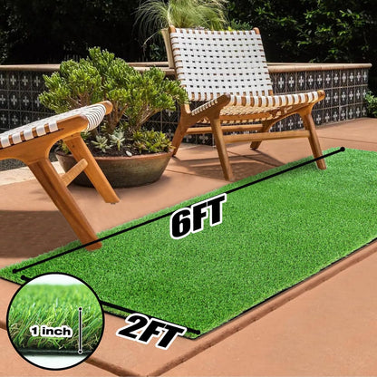 2FTX6FT Artificial Grass Runner Rug - Thick Outdoor Realistic Pets Friendly Fake Grass Pads for Dogs Potty Patio Balcony, 1" Pile Height