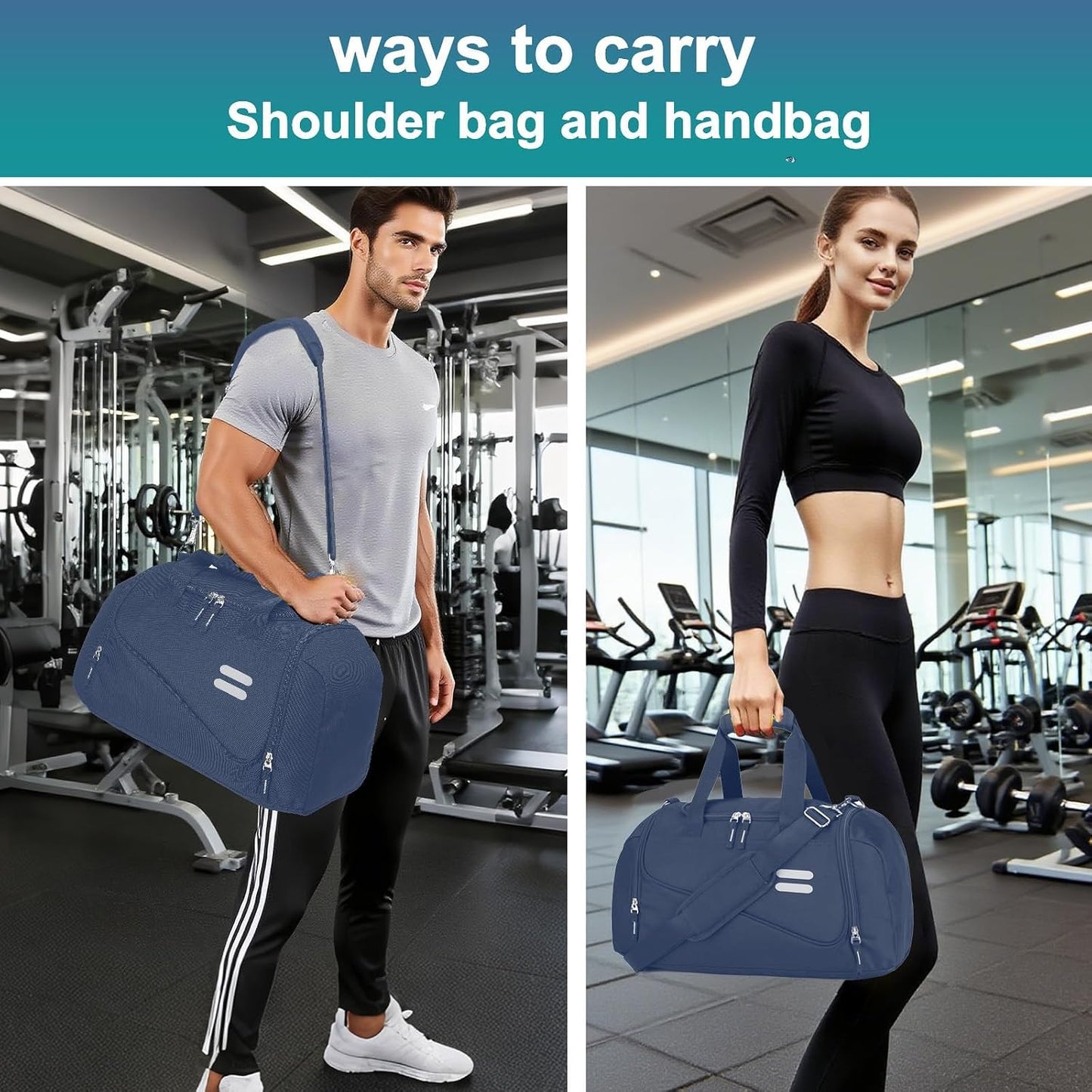 Gym Bag for Men & Women - 35L Duffel Bag with Shoe Compartment, Weekender Water Resistant Sports Duffle Bag for Travel, Fitness & Workouts, Medium