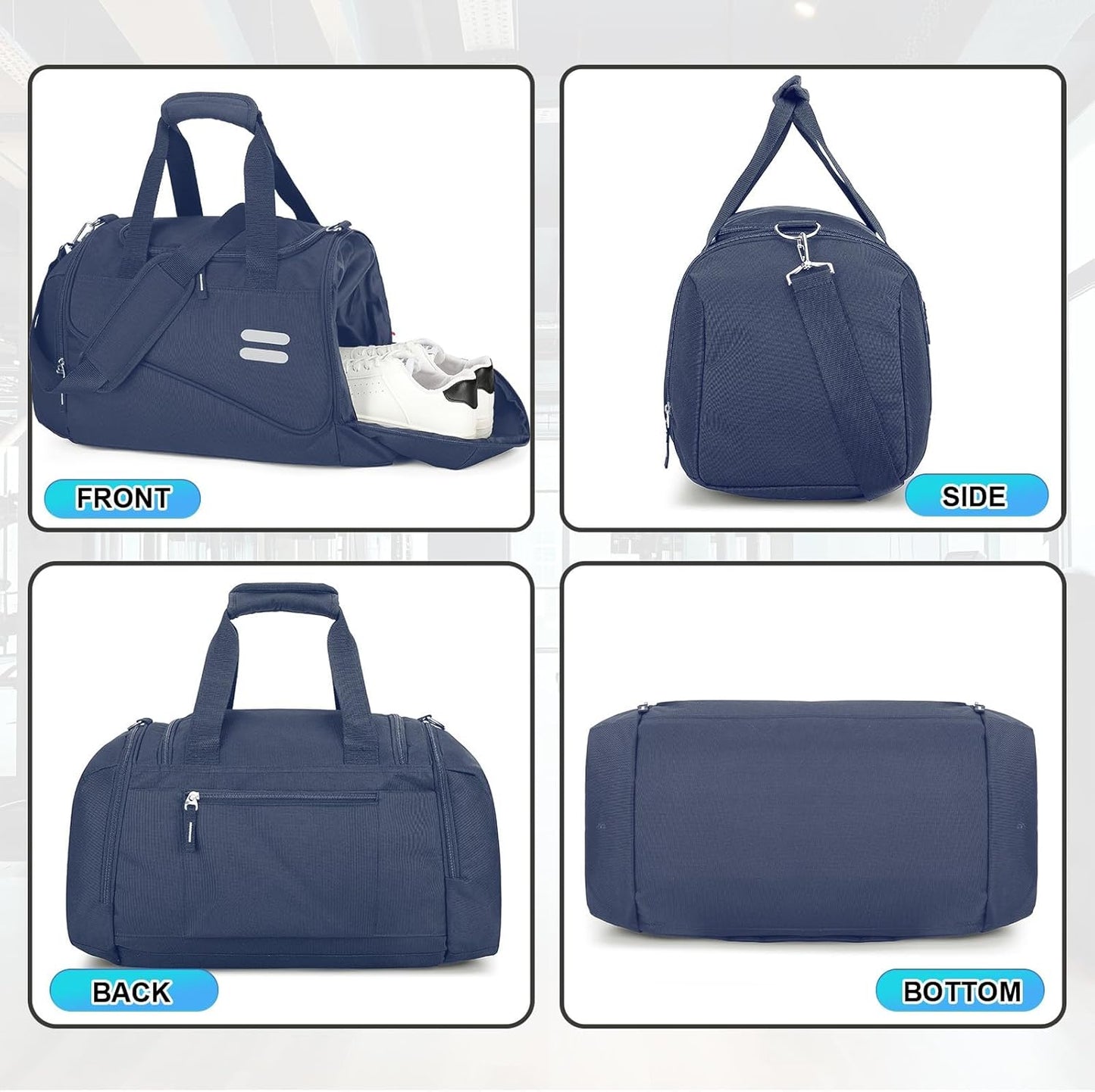 Gym Bag for Men & Women - 35L Duffel Bag with Shoe Compartment, Weekender Water Resistant Sports Duffle Bag for Travel, Fitness & Workouts, Medium