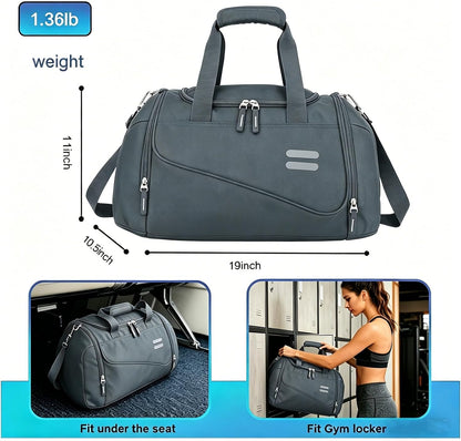 Gym Bag for Men & Women - 35L Duffel Bag with Shoe Compartment, Weekender Water Resistant Sports Duffle Bag for Travel, Fitness & Workouts, Medium