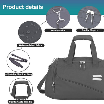 Gym Bag for Men & Women - 35L Duffel Bag with Shoe Compartment, Weekender Water Resistant Sports Duffle Bag for Travel, Fitness & Workouts, Medium