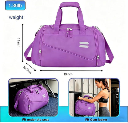 Gym Bag for Men & Women - 35L Duffel Bag with Shoe Compartment, Weekender Water Resistant Sports Duffle Bag for Travel, Fitness & Workouts, Medium