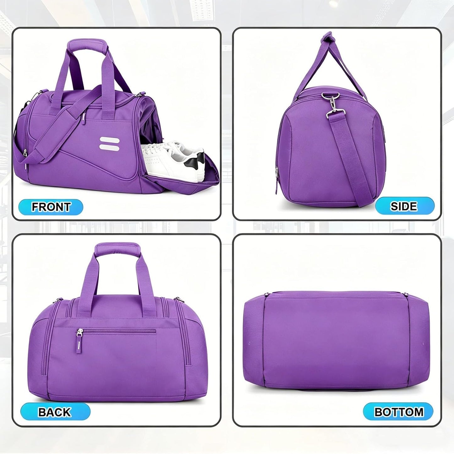 Gym Bag for Men & Women - 35L Duffel Bag with Shoe Compartment, Weekender Water Resistant Sports Duffle Bag for Travel, Fitness & Workouts, Medium