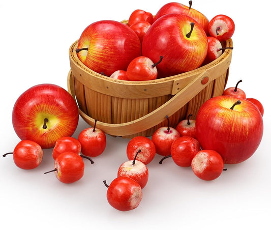 30 Pcs Artificial Red Apples, Fake Red Apples Decorative Fruit Lifelike Faux Apples Decorations Chirstmas, Fake Fruits Apples for Party Home Kitchen Table Basket Decor