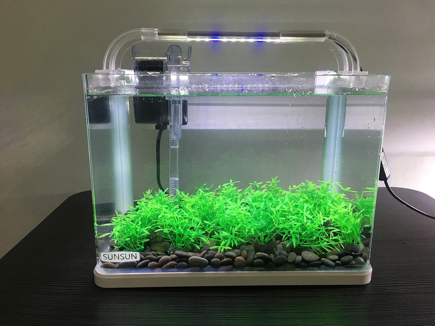 Aquarium Plant Fish Tank Decoration 20 Pieces Small/1" Tall Plastic Artificial Plant Goldfish Hidden Mini Grass Set (Green-C)