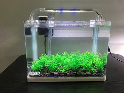 Aquarium Plant Fish Tank Decoration 20 Pieces Small/1" Tall Plastic Artificial Plant Goldfish Hidden Mini Grass Set (Green-C)