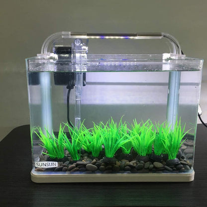 Aquarium Plant Fish Tank Decoration 20 Pieces Small/1" Tall Plastic Artificial Plant Goldfish Hidden Mini Grass Set (Green-C)
