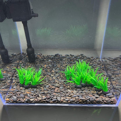 Aquarium Plant Fish Tank Decoration 20 Pieces Small/1" Tall Plastic Artificial Plant Goldfish Hidden Mini Grass Set (Green-C)