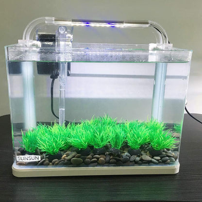 Aquarium Plant Fish Tank Decoration 20 Pieces Small/1" Tall Plastic Artificial Plant Goldfish Hidden Mini Grass Set (Green-C)