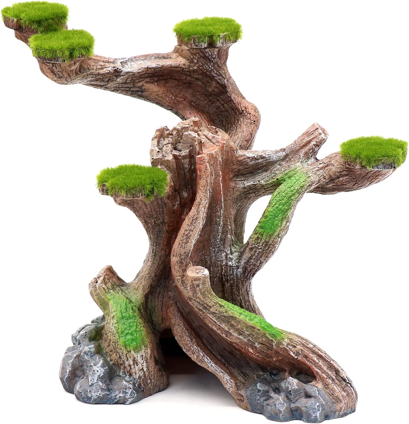 Reptile Decor Aquarium Decorations Artificial Moss Resin Fish Tank Rocks Simulation Hollow Tree Leopard Gecko Trunk Accessories Aquarium View（Medium）